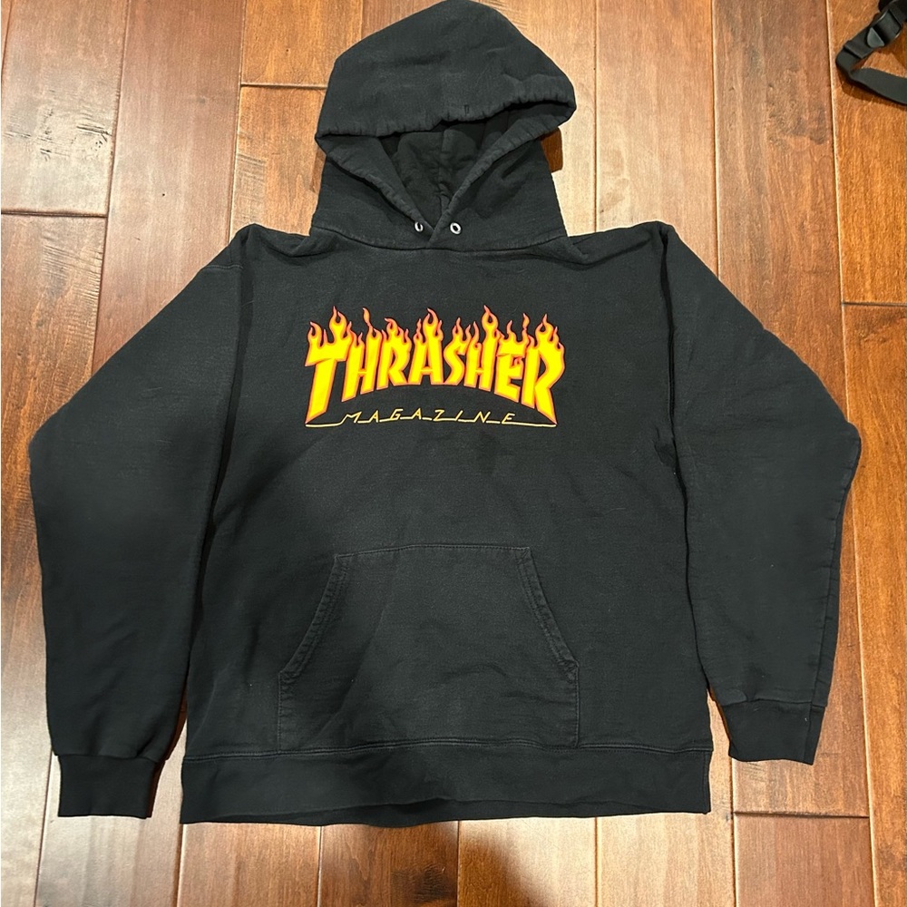 small thrasher black skate hoodie